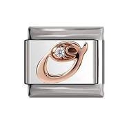 Italian Charms Rose Gold Letter A-Z Charm Link fits all 9mm Bracelet - UK stock (Letter O)