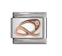 Italian Charms Rose Gold Letter A-Z Charm Link fits all 9mm Bracelet - UK stock (Letter Q)