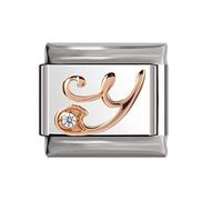 Italian Charms Rose Gold Letter A-Z Charm Link fits all 9mm Bracelet - UK stock (Letter Y)