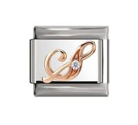Italian Charms Rose Gold Letter A-Z Charm Link fits all 9mm Bracelet - UK stock (Rose Gold S)