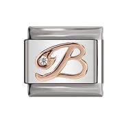 Italian Charms Rose Gold Letter A-Z Charm Link fits all 9mm Italian Charm Bracelet - UK stock (Letter B)
