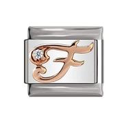 Italian Charms Rose Gold Letter A-Z Charm Link fits all 9mm Italian Charm Bracelet - UK stock (Letter F)