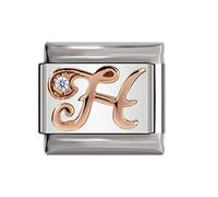 Italian Charms Rose Gold Letter A-Z Charm Link fits all 9mm Italian Charm Bracelet - UK stock (Letter H)