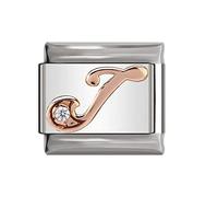 Italian Charms Rose Gold Letter A-Z Charm Link fits all 9mm Italian Charm Bracelet - UK stock (Letter J)