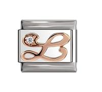 Italian Charms Rose Gold Letter A-Z Charm Link fits all 9mm Italian Charm Bracelet - UK stock (Letter L)