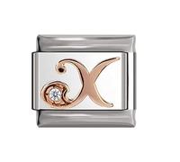 Italian Charms Rose Gold Letter A-Z Charm Link fits all 9mm Italian Charm Bracelet - UK stock (Letter X)