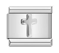 Italian Charms Silver Cross Charm Link fits all classic 9mm Italian style Bracelets - UK stock