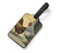 Italian Chickens PU Leather Luggage Tags, Name Tags for Travel