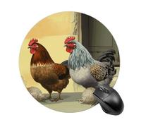Italian Chickens Round Mouse Pad, Non-Slip Rubber Base Waterproof Washable, Computer Mouse Mat for Office Gaming Studying, Premium-Textured Durable Portable Circle Mousepad for Desktop PC Notebook