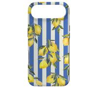 Italian Coast Lemons On Blue Stripes Summer Fruit Pattern Case for iPhone Air