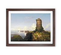 Italian Coast With Ruined Tower By Thomas Cole Classic Painting Framed Print | A3 Walnut Framed Wall Art | Ready to Hang | Classic Cityscape Picture | Living Room Bedroom Lounge Office
