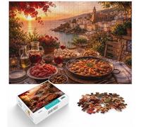 Italian Coastal Feast at Sunset, Jigsaw for Adults, 1000 Pieces, 1000pcs (40x28cm)