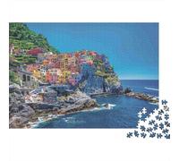 Italian Coastal Village 1000 Piece Jigsaw Puzzle Paper for Adults Seaside Relaxation Home Decoration 52x38cm/1000pcs