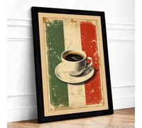 Italian Coffee Retro Framed Wall Art Print A1 Black