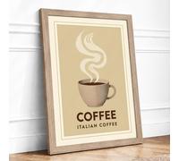 Italian Coffee Retro Framed Wall Art Print A2 Oak