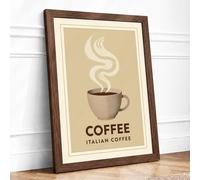 Italian Coffee Retro Framed Wall Art Print A2 Walnut
