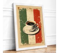Italian Coffee Retro Framed Wall Art Print A3 White