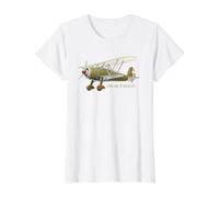 Italian CR.42 Falco WWII Biplane Fighter Diagram Value Graphic T-Shirt, Women, White, S