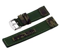 Italian Design 22mm Camouflage Green Canvas Genuine Leather Backing Replacement Band