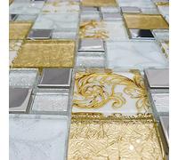 Italian Design Onyx Gold Vintage Mix Squares Mosaic Tiles Sheet for Walls Floors