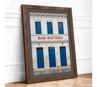 Italian Doors and Text Minimalist Framed Wall Art Print A1 Walnut