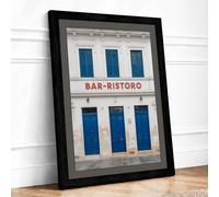 Italian Doors and Text Minimalist Framed Wall Art Print A2 Black