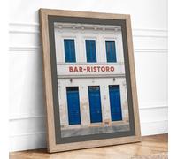 Italian Doors and Text Minimalist Framed Wall Art Print A2 Oak