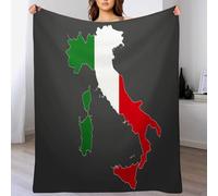 Italian Flag Blanket Flannel Throw Blankets, Map Outline Soft Fluffy Blanket for Bed Sofa, Cozy Plush Warm Dark Gray Bedding Blankets for Adults Couch Travel King Size