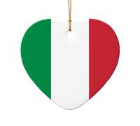Italian Flag Christmas Charms - Double-Sided Ceramic Christmas Charm for Crafts - Christmas Charm Decorative Ornament with Gold Cord