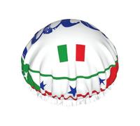 Italian Flag Colors Stars Print Large Waterproof Shower Bonnet For Women Long Hair, Washable Elastic Band Bath Hair Hat