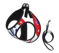 Italian Flag Colors Stars Print Small Dog Harness And Leash Set, Adjustable Soft Vest With 360° Reflective Straps For Cats Puppy