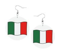Italian Flag Green White Red Printed Round Earrings For Women, 1 Pair Lightweight Leather Pierced Earrings Set Trendy Jewelry Gifts For Women Girls