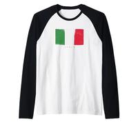 Italian Flag Grunge Distressed Style Effect Men's Women's Raglan Baseball Tee