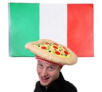 Italian Flag & Hat Fancy Dress Accessory Set. 3x5ft Flag + Pizza Hat. Carnevale Italy Supporters Flag & Hat Fancy Dress Accessory Set Football Rugby Flag