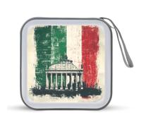 Italian Flag Italy Portable Zipper CD Case 40 Capacity DVD Collection Holder for Car Office Home Travel