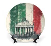 Italian Flag Italy Printed Ceramic Decorative Plate Chinese Style Bone Dish with Stand China Art Porcelain Plates