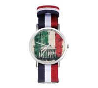 Italian Flag Italy Watches for Mens Womens Analog Quartz Easy to Read Adjustable Nylon Strap