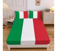 Italian Flag Kids Single Fitted Sheet, Classic Stripes Fitted Sheet Bed - Deep Pocket 12 Inch (30 Cm) - Soft Microfibre - Shrinkage Fade Resistant Red And Green Bedding