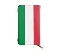 Italian flag Long leather wallet, portable credit card holder, zippered coin purse, and ID compartment