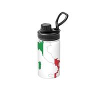 Italian Flag Map Print 12 Oz Insulated Double Walled Stainless Steel Metal Water Bottle for Cold Hot Drink