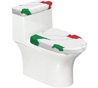 Italian Flag Map Print 2 Pcs Elastic Toilet Seat Covers Set Washable Toilet Lid Cover Toilet Tank Cover For Bathroom