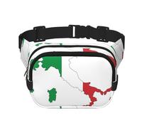 Italian Flag Map print Cute Large Black Fanny Packs for Women Cross Body Waist Bag Nylon Fashionable Fanny Pack, Black, One Size