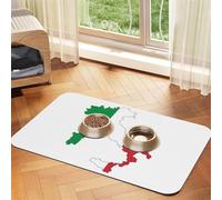 Italian Flag Map print PU Leather Feeding Mat for Dogs Cats Pet Food Mat Absorbent Non-Slip Rubber Bottom