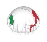 Italian Flag Map Print Shower Cap, Lined Shower Cap For Women Reusable, Double Layer Waterproof Bath Cap