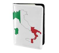 Italian Flag Map print Travel Wallet Passport Holder Case for Family Leather Passport Cover for Men Women, Black, One Size