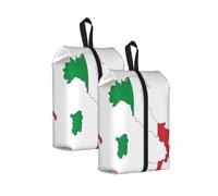 Italian Flag Map Print Waterproof Shoe Bag Travel Bag with Carry Strap Storage Bag Versatile Cosmetic Bag-2pcs