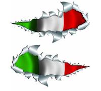 Italian Flag Metal Rip Open Sticker 150mm