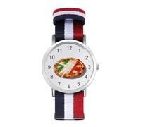 Italian Flag Pizza Wrist Watches for Men Women Casual Braided Strap Easy Reader for Work Workout
