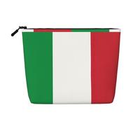 Italian Flag Portable Makeup Case Fake Hemp, Women's Travel Organizer Large Capacity Zippered Pouch