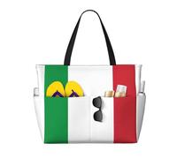 Italian flag Print Beach Travel Bag Smart Pocket Tote Summer Vacation Hiking Camping Outdoor Activity